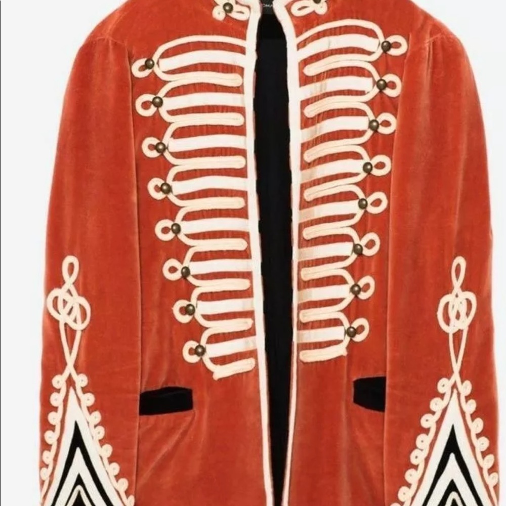 RARE Zara Velvet Military Band Blazer Jacket Coat - Picture 4 of 8